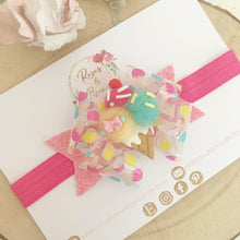 Load image into Gallery viewer, Ice Cream Transparent Hair Bow Headband or Clip
