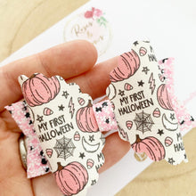 Load image into Gallery viewer, My First Halloween Glitter Hair Bow Headband or Clip
