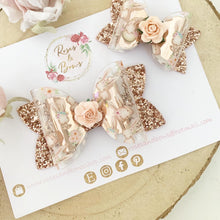 Load image into Gallery viewer, Rose Gold Easter Bunny Hair Bow Headband or clip
