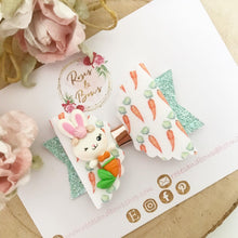 Load image into Gallery viewer, Easter Mermaid Bunny Glitter Hair Bow Hair Clip or Headband
