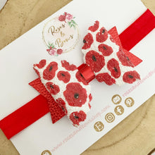 Load image into Gallery viewer, Poppy Glitter Bow Headband or Clip
