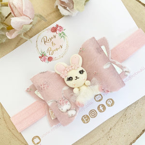 Easter Bunny Glitter Hair Bow Hair Clip or Headband