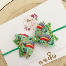 Load image into Gallery viewer, St Patrick’s Day Shamrock Glitter Hair Bow Headband or Clip

