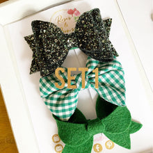 Load image into Gallery viewer, Forest Green School Hair Accessory Set - School Hair Bows, Fringe Clips or Bobbles
