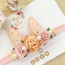 Load image into Gallery viewer, Pink and Peach Bunny Ears Easter headband - Girls Hairband - Photo Prop
