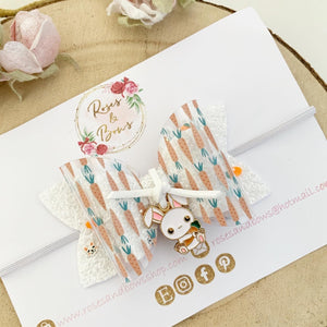 Easter Bunny Transparent Charm Hair Bow Headband or Clip