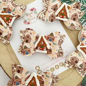 Christmas Gingerbread Bow Headband or Clip