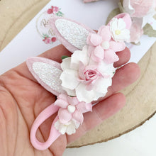 Load image into Gallery viewer, Pink and White Bunny Ears Easter headband - Girls Hairband - Photo Prop
