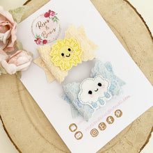Load image into Gallery viewer, Sunshine and Rainclouds Pigtail Set Hair Clips
