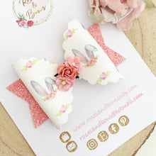 Load image into Gallery viewer, Bunny Ears Glitter Hair Bow Hair Clip or Headband
