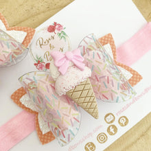 Load image into Gallery viewer, Pink Ice Cream Hair Bow Headband or Clip
