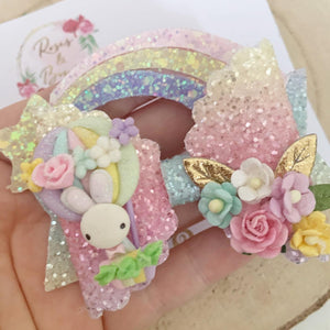 Easter Bunny Hot Air Balloon Hair Bow Headband or Clip